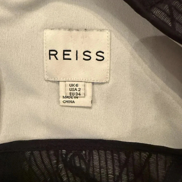 Black Embroidered Long Sleeve Holiday Dress, Reiss, US 2 - Picture 5 of 5